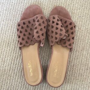 Dusty Pink Suede Slide Sandals